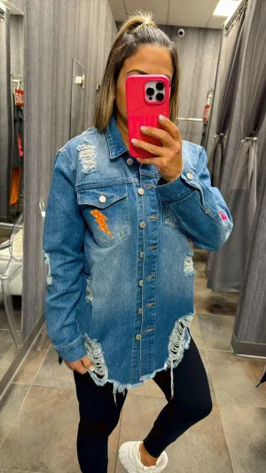 0203 Positive vibes print denim shirts