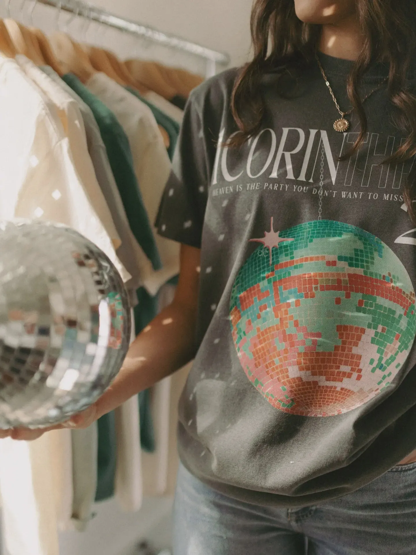 1 Corinthians 2:9 Tee Asymmetrical hem Layered Neckline Details