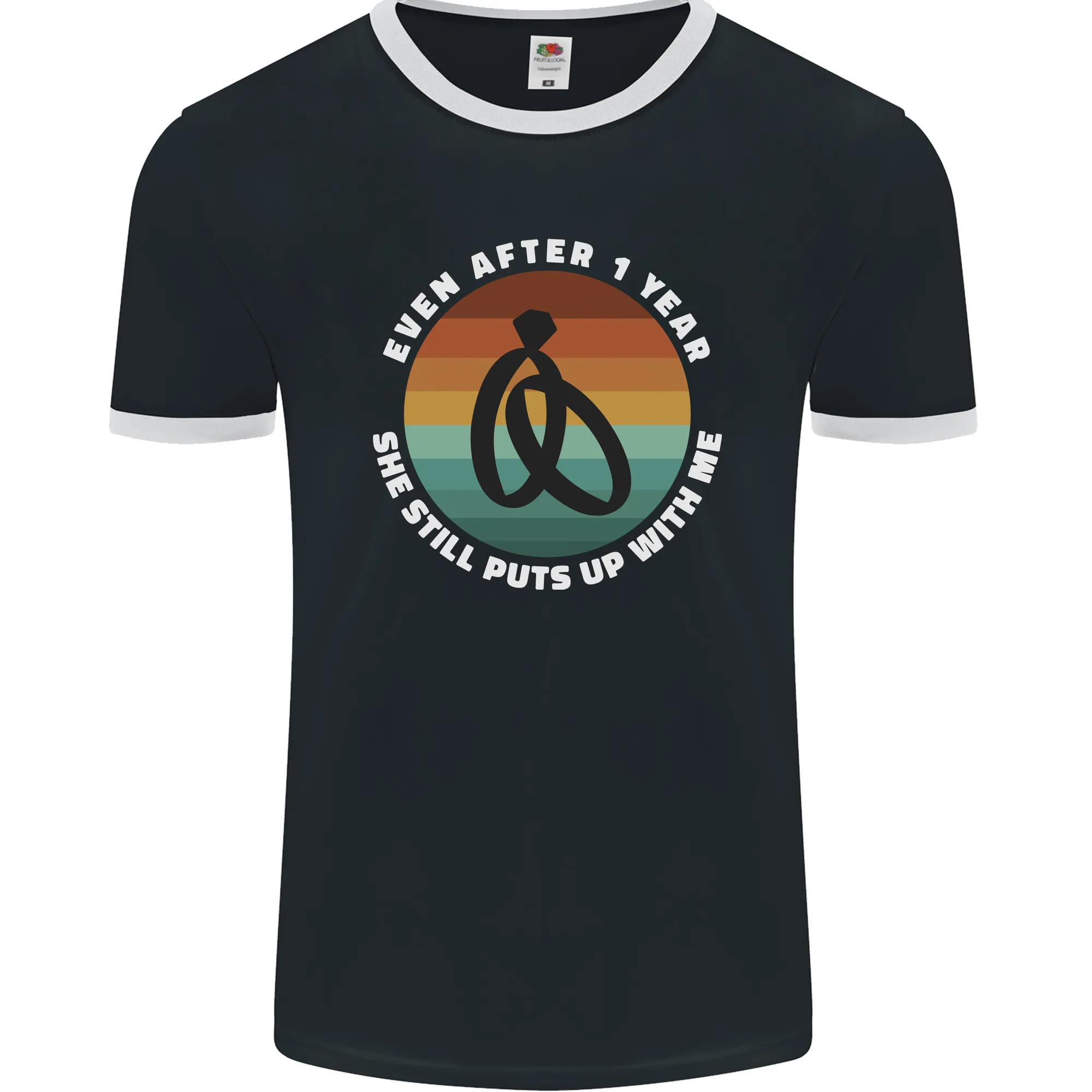 1 Year Wedding Anniversary 1st Marriage Mens Ringer T-Shirt FotL