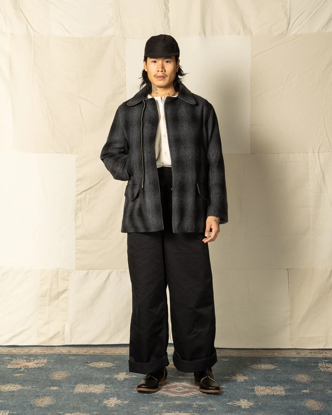 1940s 2-Way Field Jacket - Rat Gray Ombre Check