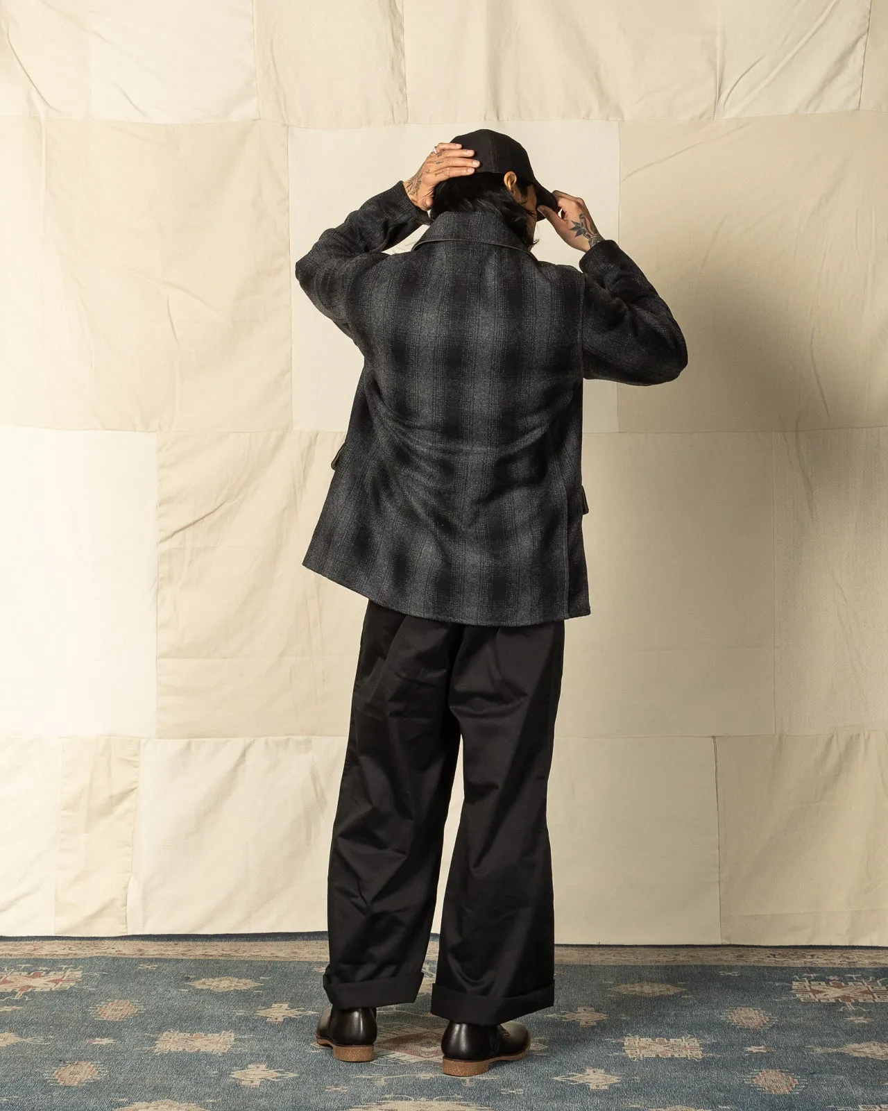 1940s 2-Way Field Jacket - Rat Gray Ombre Check