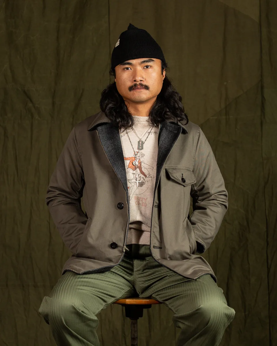 1940s 2-Way Field Jacket - Rat Gray Ombre Check
