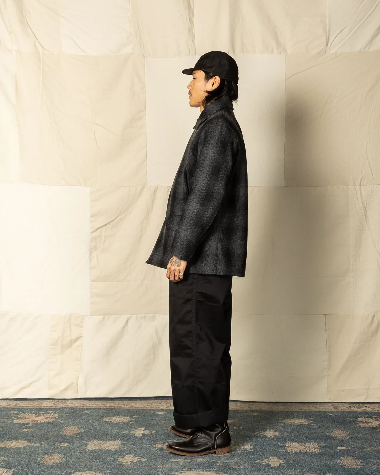 1940s 2-Way Field Jacket - Rat Gray Ombre Check