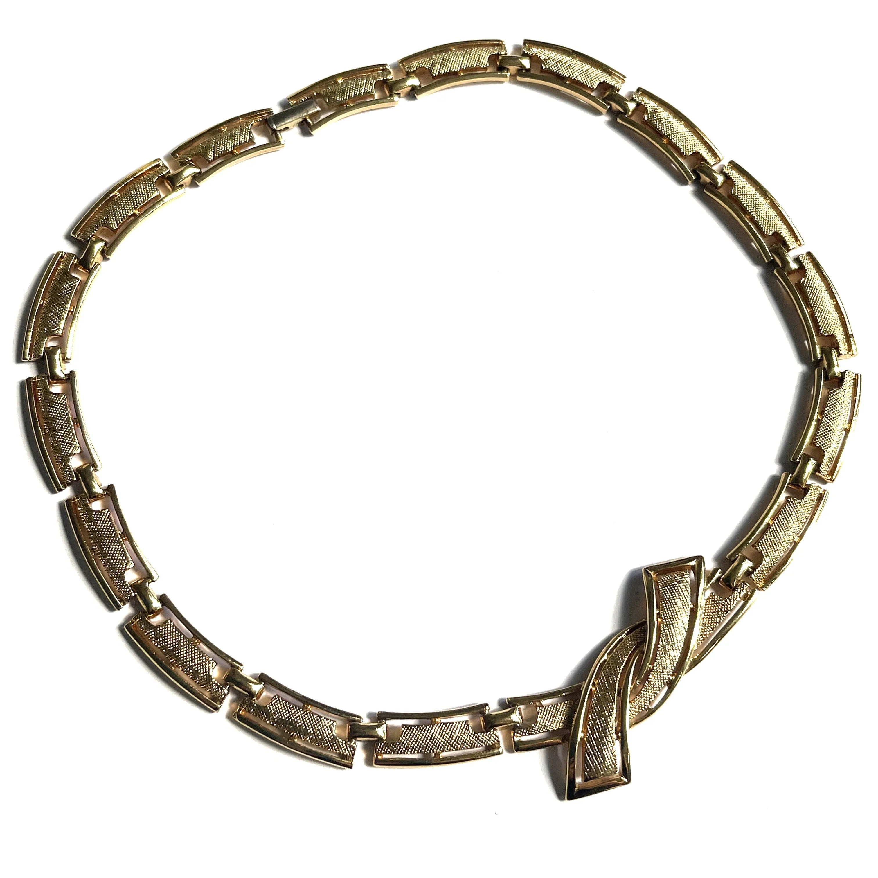 1990's Modernist Gold Tone Choker Necklace