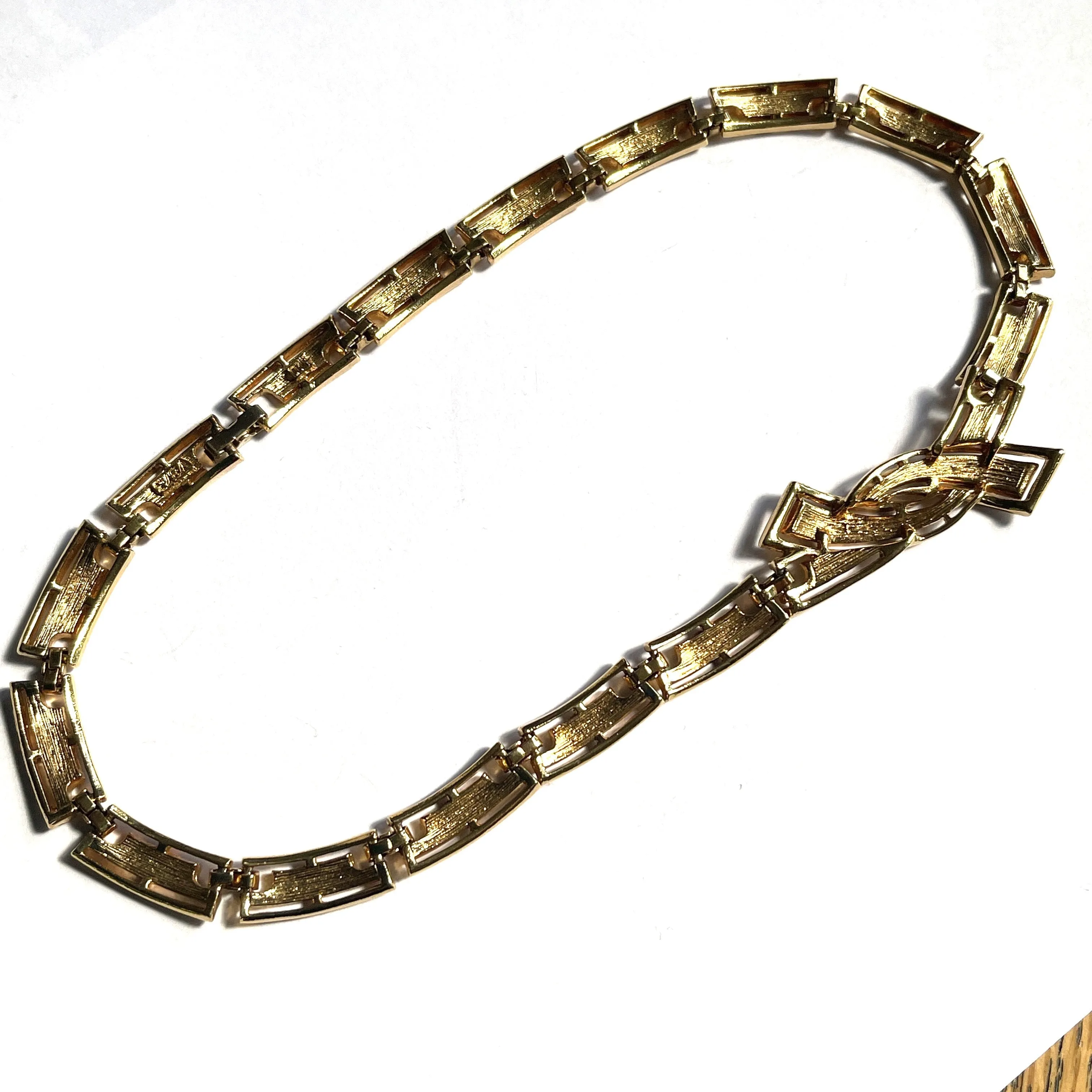 1990's Modernist Gold Tone Choker Necklace