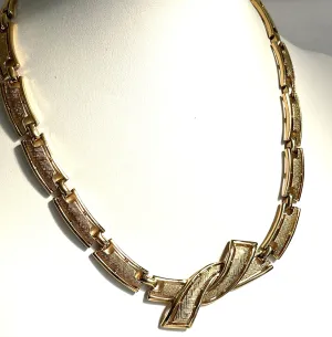 1990's Modernist Gold Tone Choker Necklace