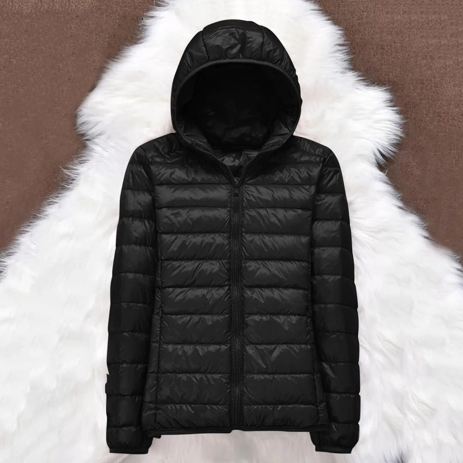 2024 Women's Fashion Trench Coat Fleece Hooded Warm Fleece Jackets Outerwear Padded Coat Winter Coats