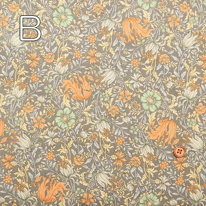 21W Cotton Corduroy Print Fabric - Elegant Flower