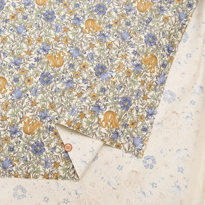 21W Cotton Corduroy Print Fabric - Elegant Flower