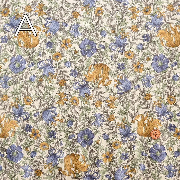21W Cotton Corduroy Print Fabric - Elegant Flower