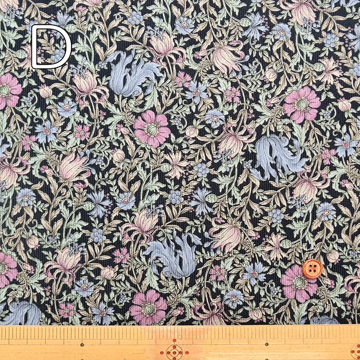 21W Cotton Corduroy Print Fabric - Elegant Flower