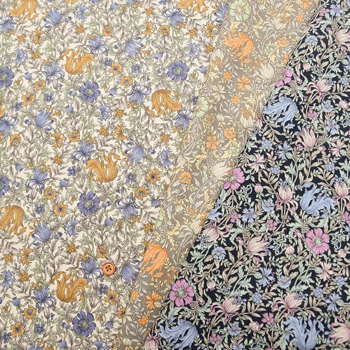 21W Cotton Corduroy Print Fabric - Elegant Flower