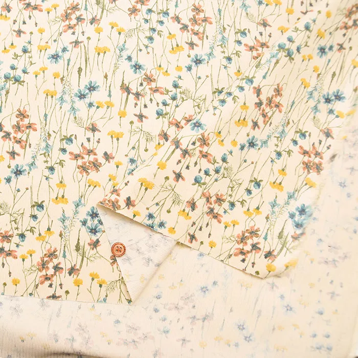 21W Cotton Corduroy Print Fabric - Flowers