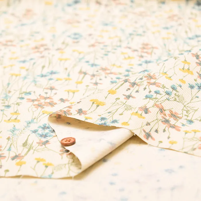 21W Cotton Corduroy Print Fabric - Flowers