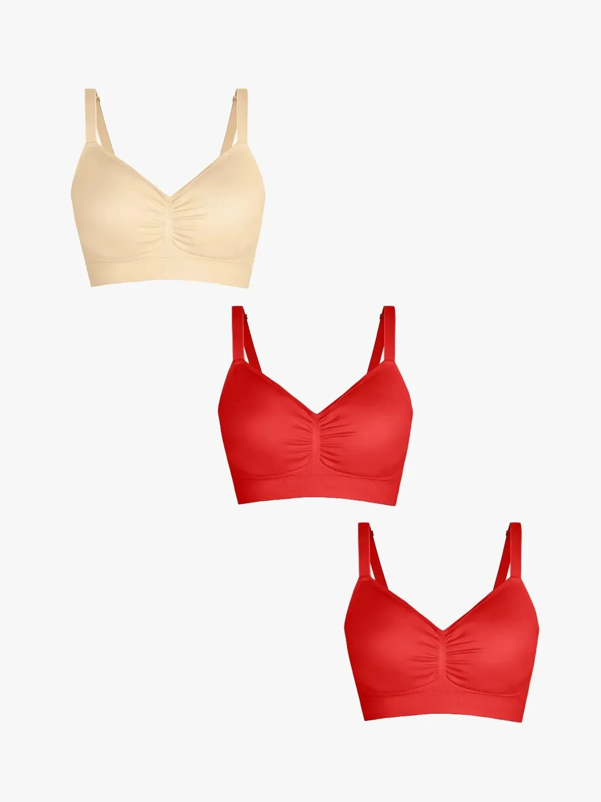 BondedEdges HypoallergenicConstruction 3-Pack Seamless Comfort Removable Pad Everyday Bra Bundle