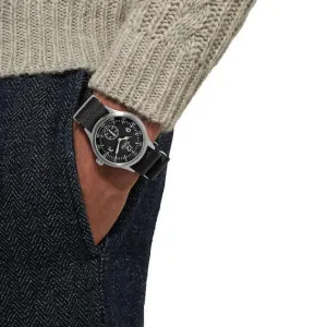 39.5mm field quartz watch with nylon 6 strap in black colour