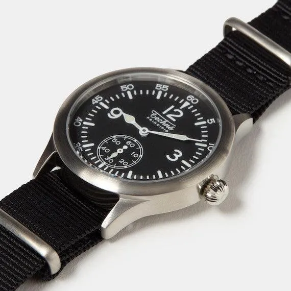 39.5mm field quartz watch with nylon 6 strap in black colour