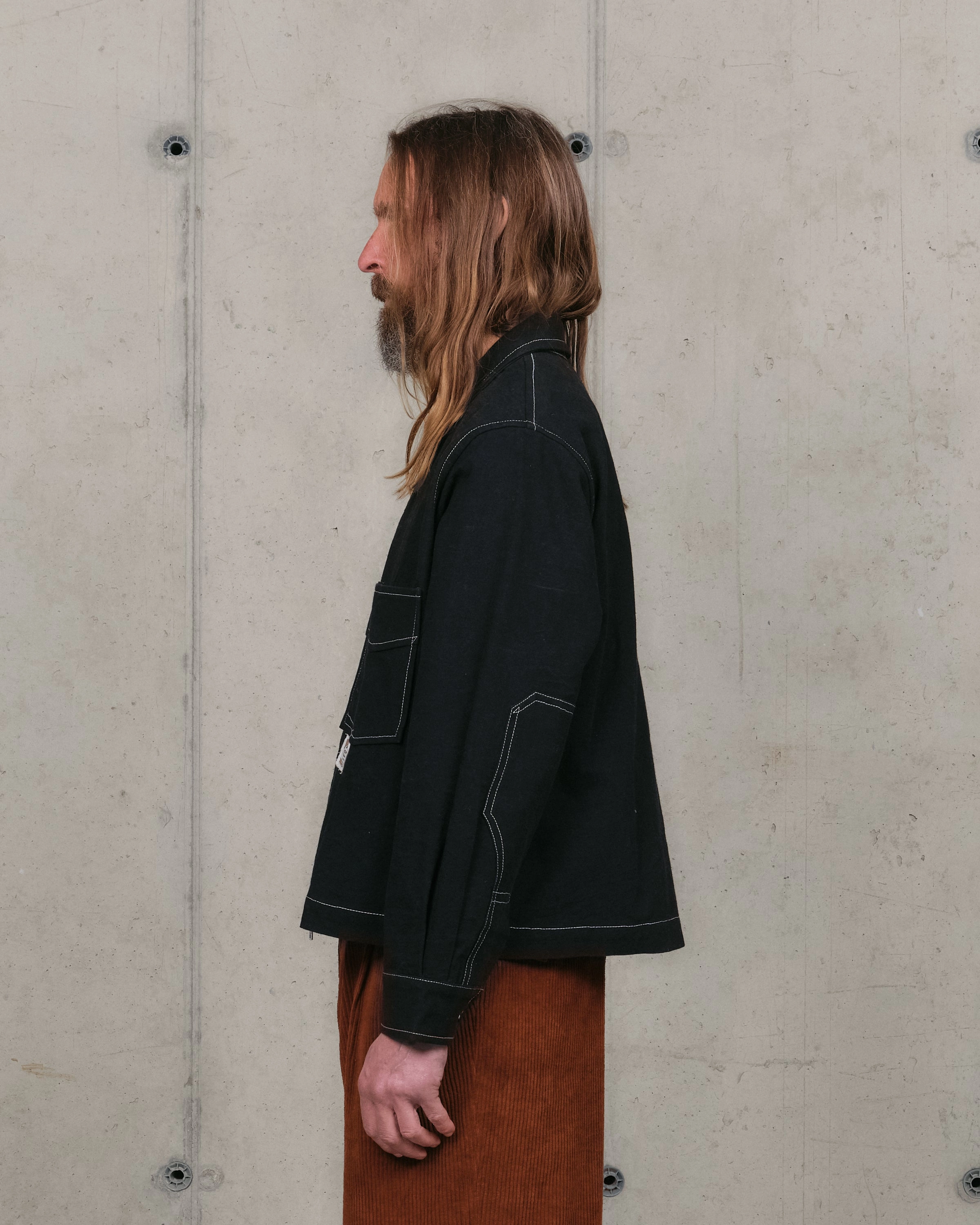 555 Jacket - Black Wonky-Wear Silky Shape Lightweight-Structure