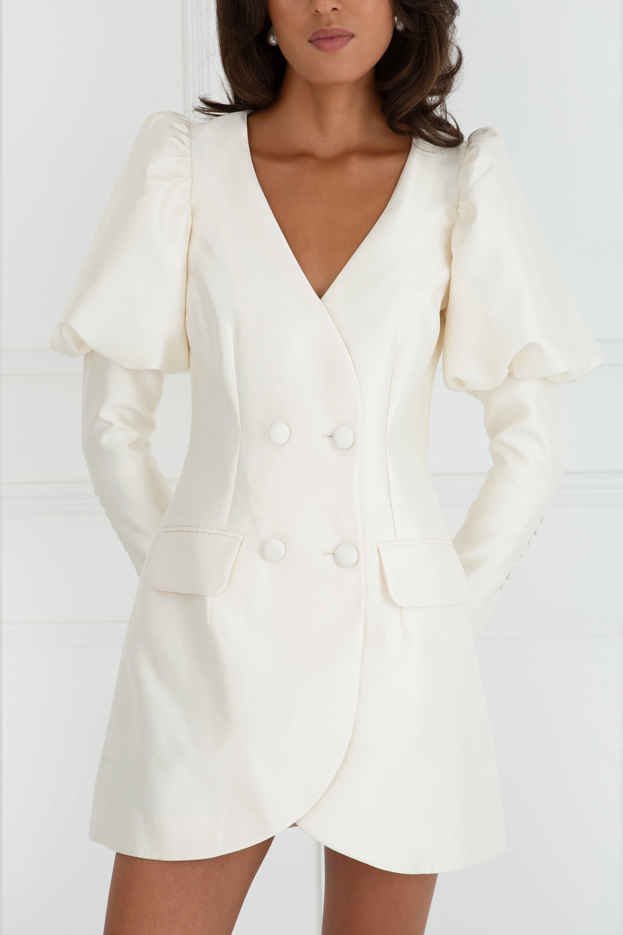 Luxe Touch Linen Love "The Aurora" - Long Sleeve Dress (Cream)
