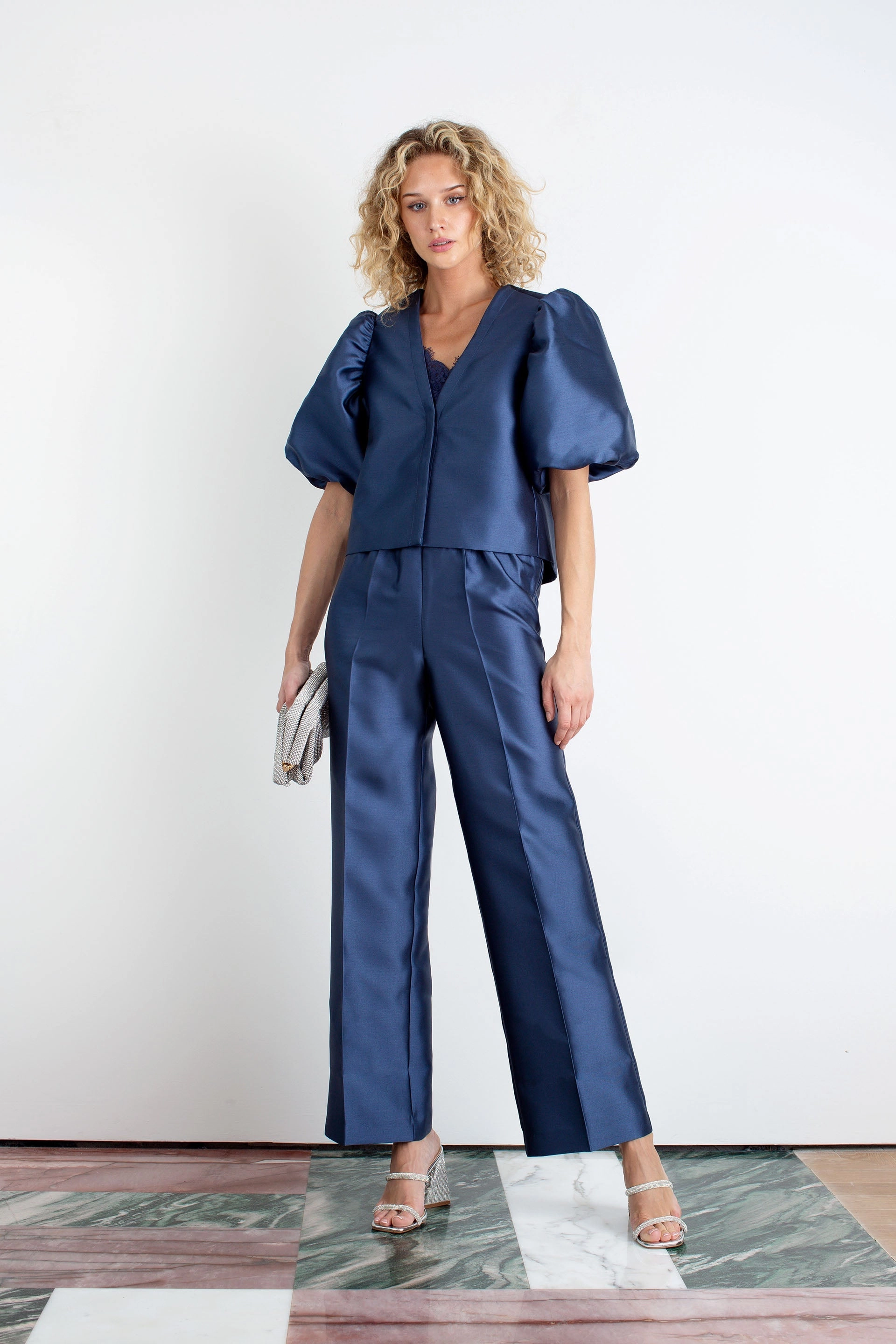 Trendy midi dress "The Aurora" - Trouser (Navy)