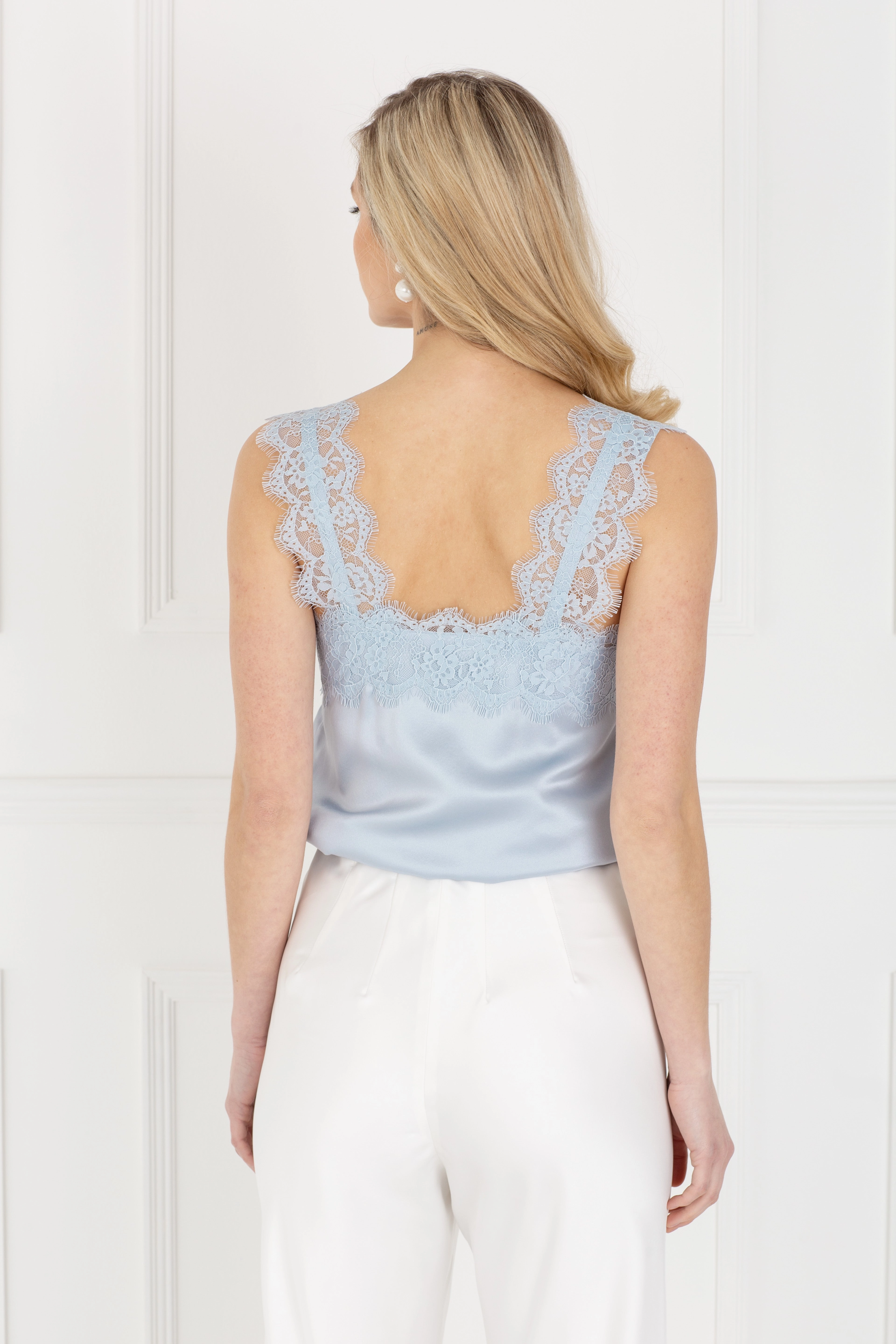 Aura Glow Satin-Edge "The Becky" - Silk Cami (Bra Friendly Blue)