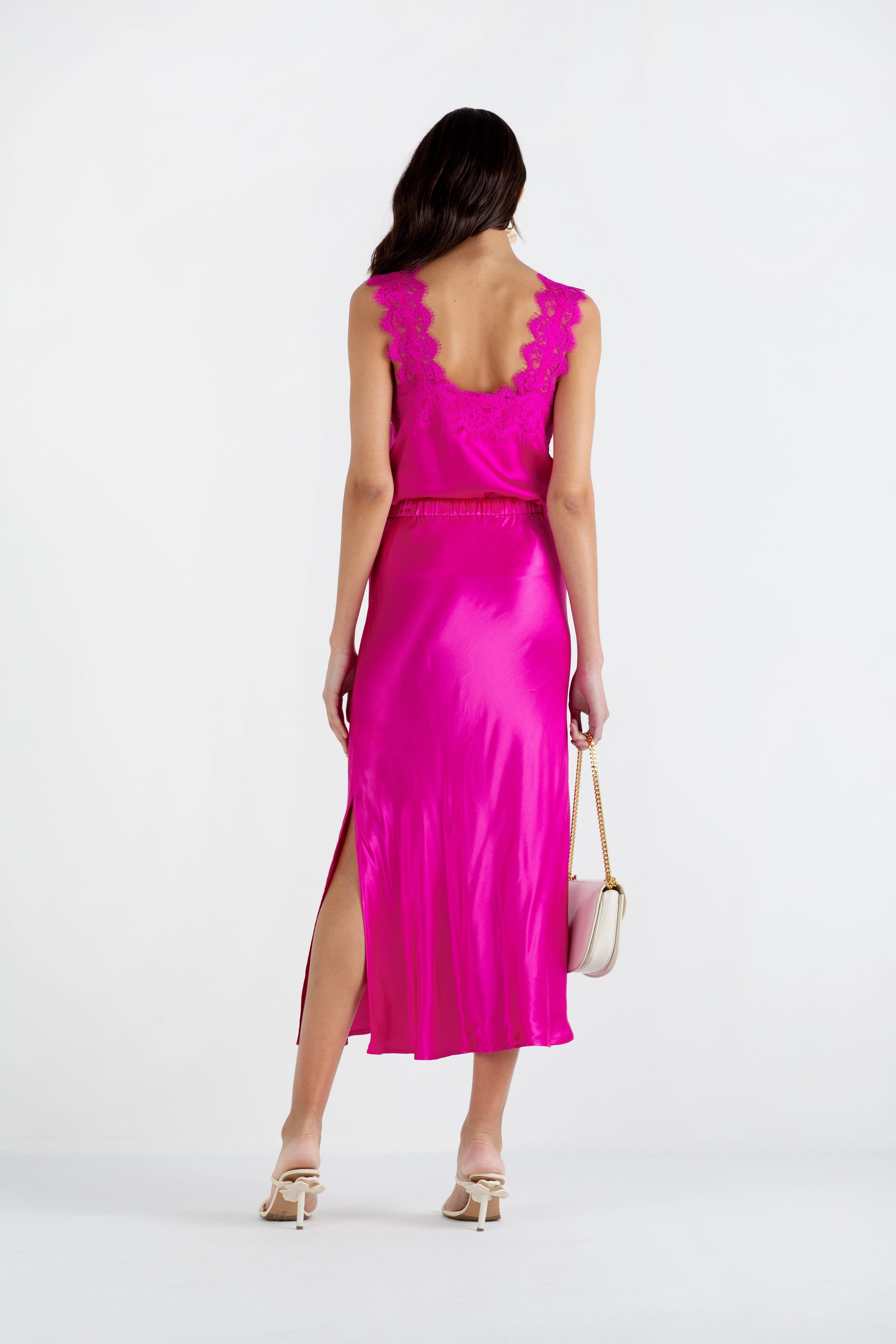 "The Becky" - Silk Cami (Bra Friendly Hot Pink) AllDayComfort