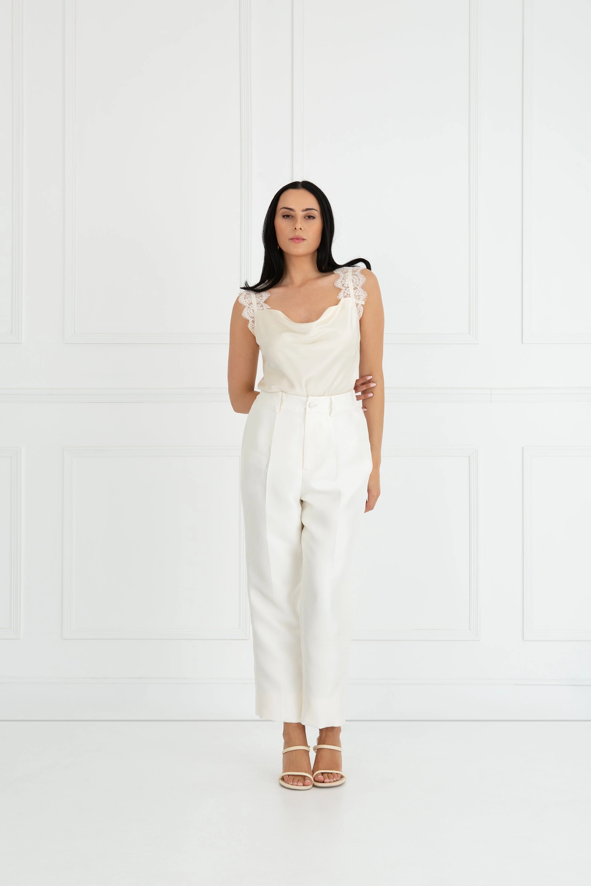 "The Chloe" - Trousers (Cream) Move Free Flare Hem