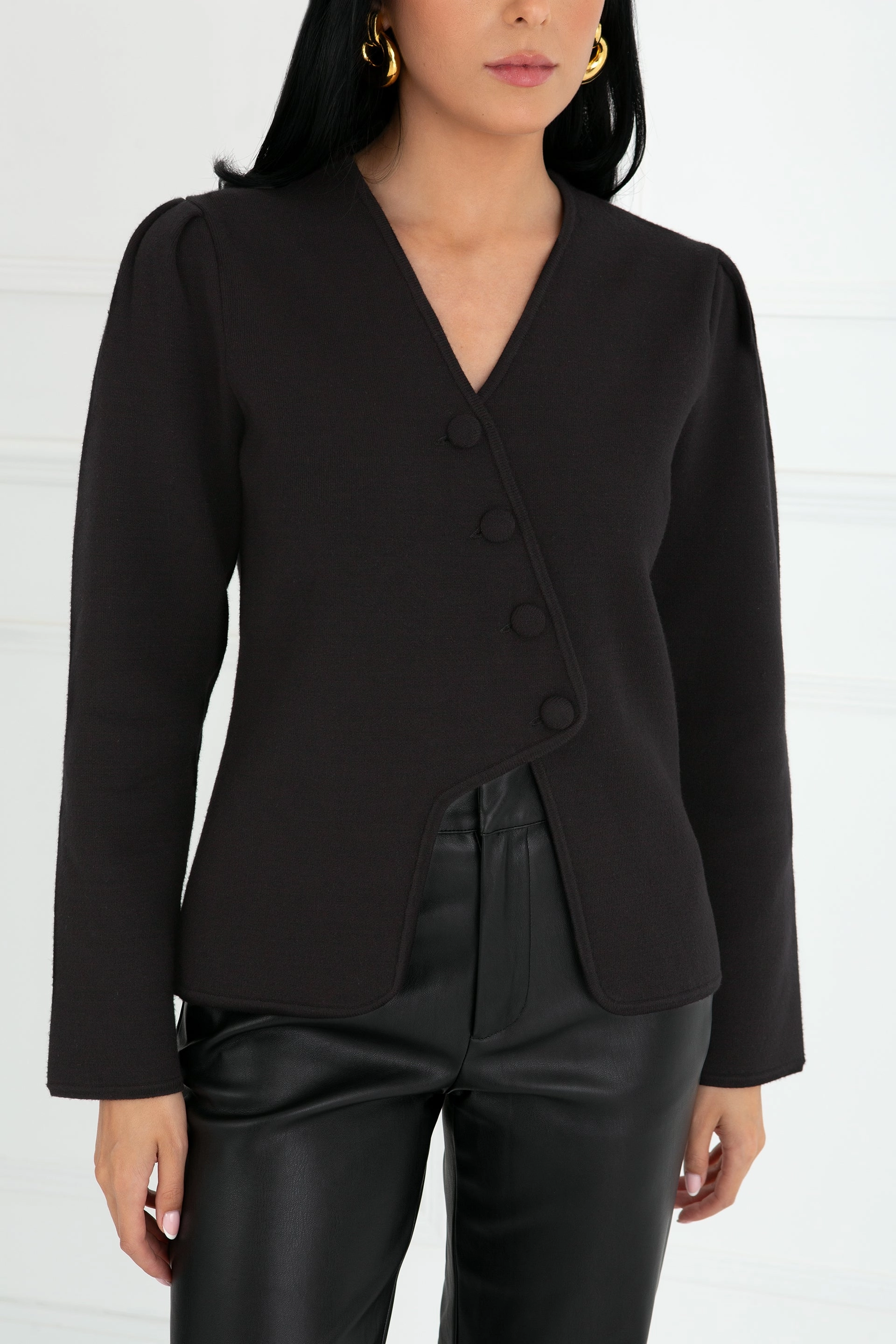 "The Clara" - Wave Cardigan (Black) Friction Resistant Finish