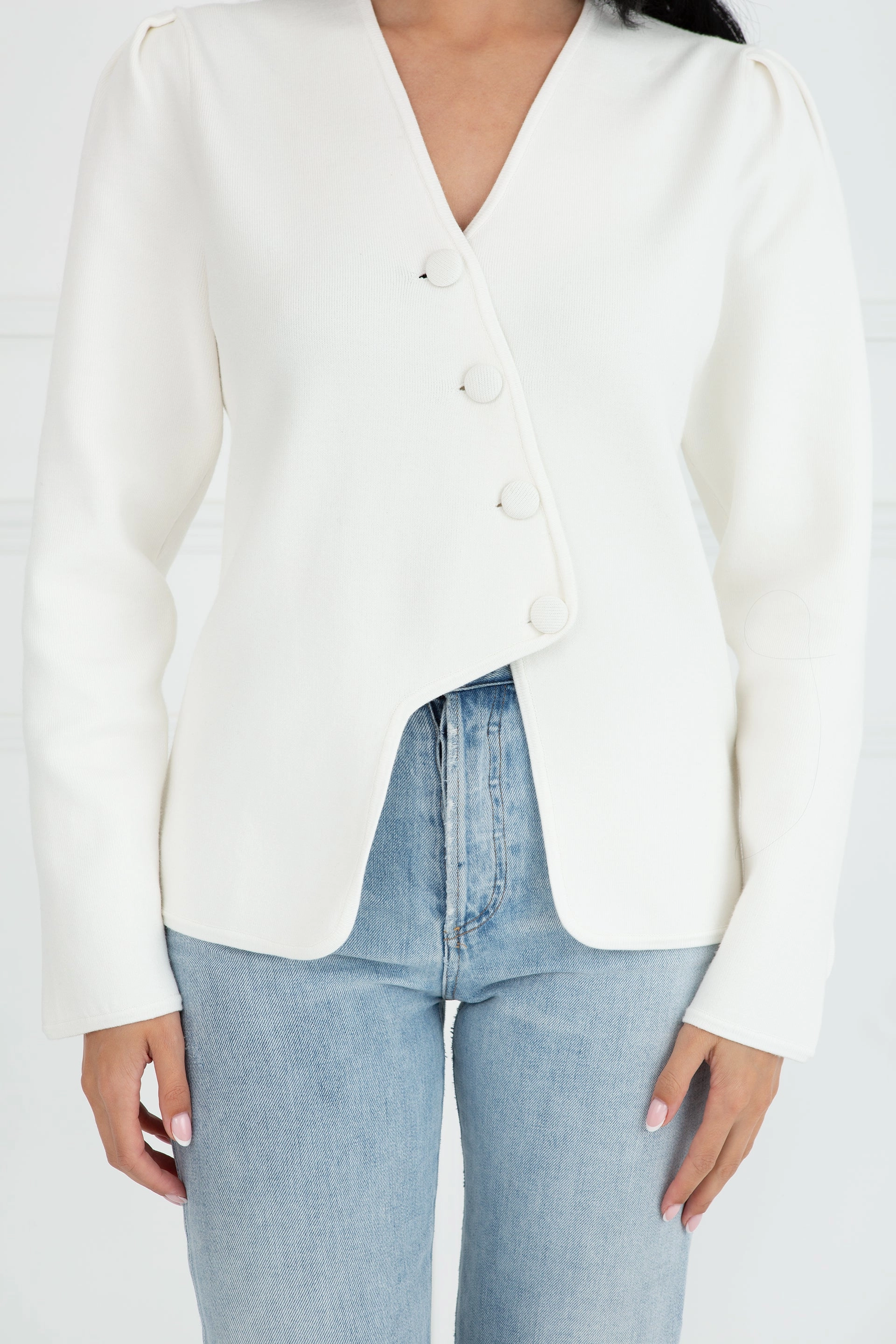 Moisture Wicking Material "The Clara" - Wave Cardigan (Cream)