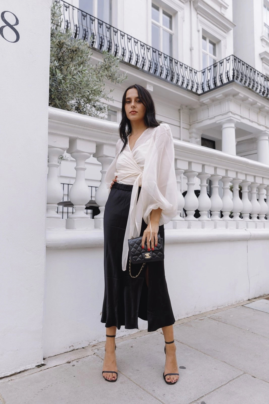 Fresh Texture Inclusive Fit "The Orla" - Satin Midi Skirt (Black)