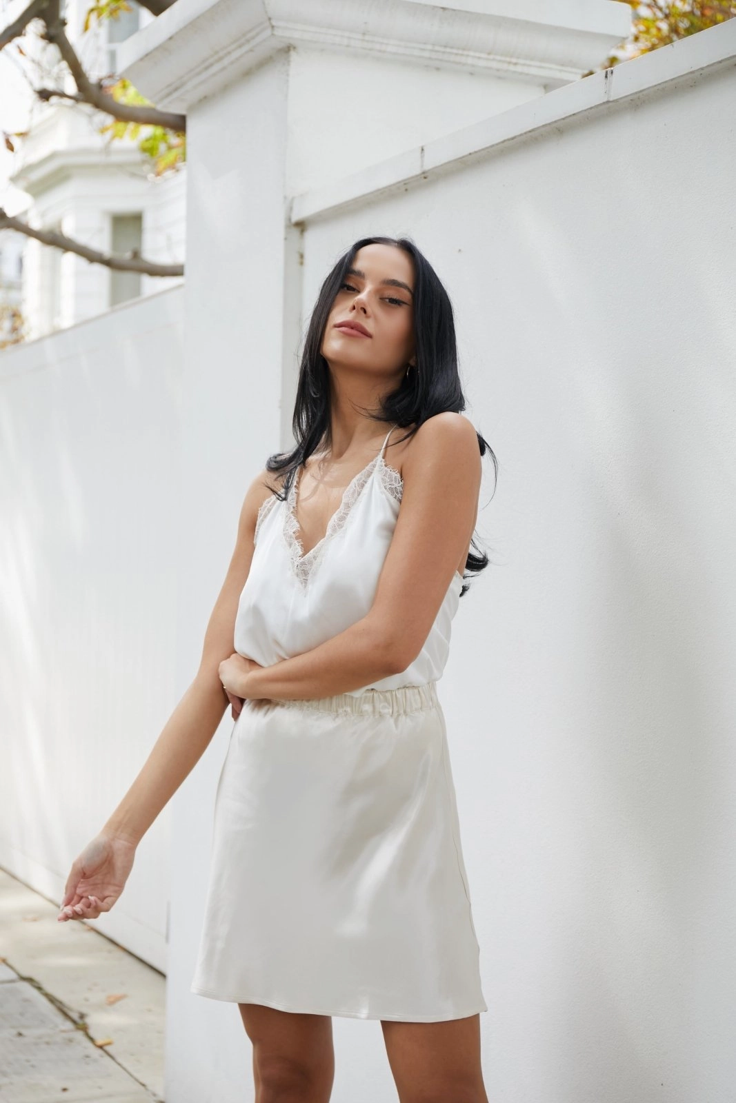 Silky texture "The Orla" - Satin Mini Skirt (Champagne)