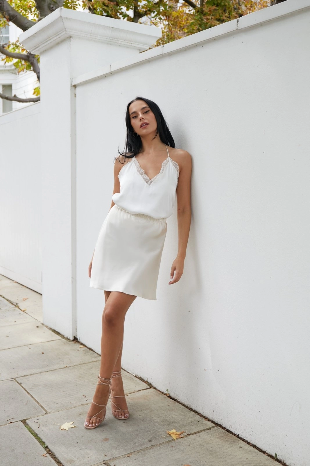 "The Orla" - Satin Mini Skirt (Champagne) Chill Lines