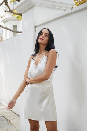 Silky texture "The Orla" - Satin Mini Skirt (Champagne)