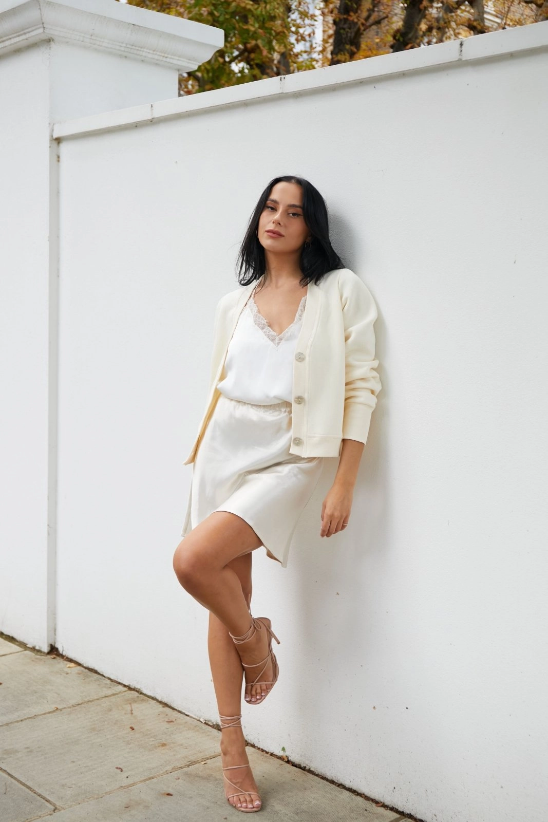 "The Orla" - Satin Mini Skirt (Champagne) Office Classic