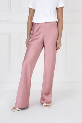 "The Sandra" - Satin Trousers Long (Dusty Pink) Classic Motion