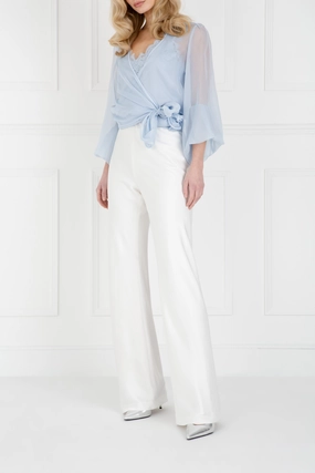 "The Sandra" - Satin Trousers Long (Ivory) Poised Vibe