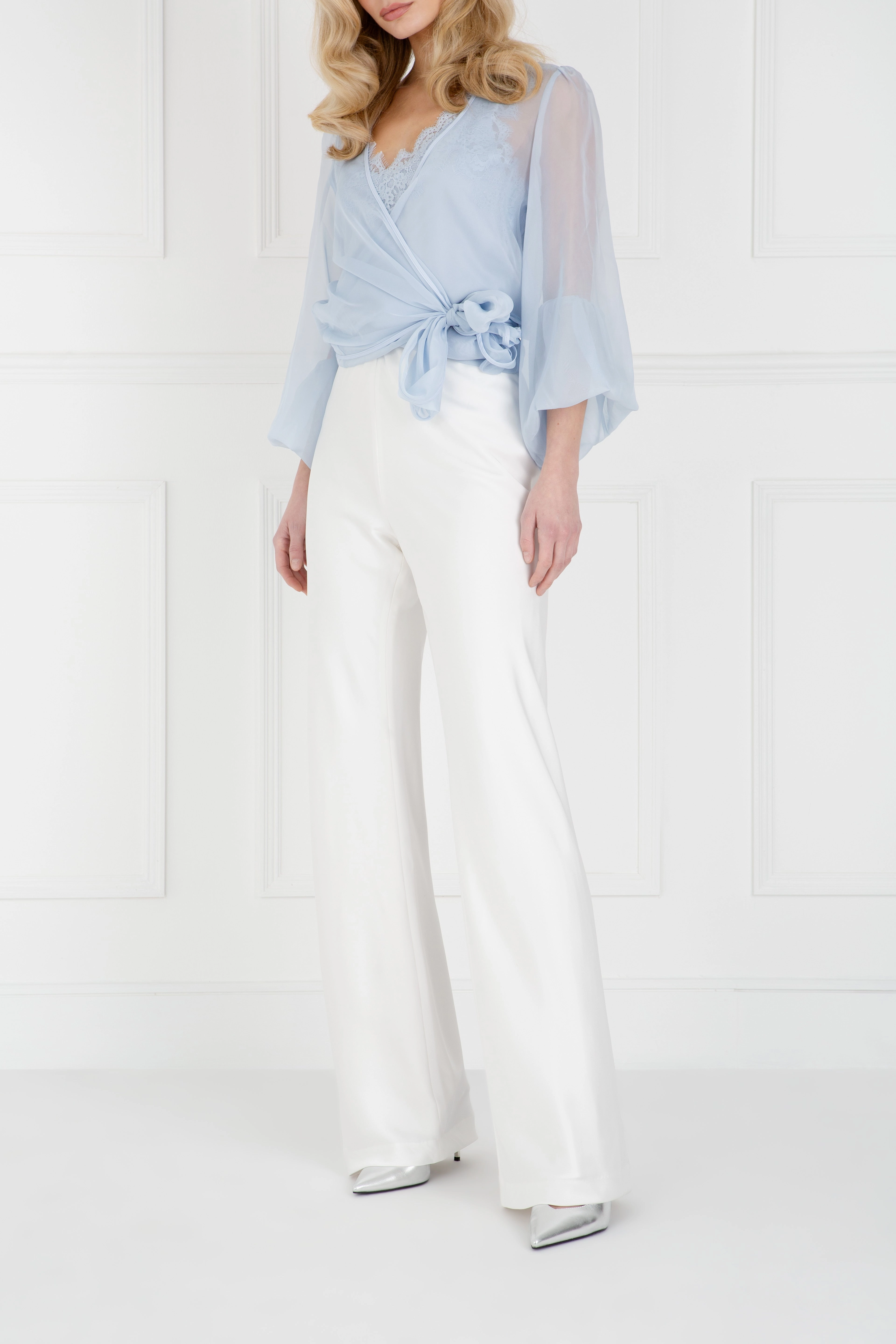 "The Sandra" - Satin Trousers Long (Ivory) Poised Vibe