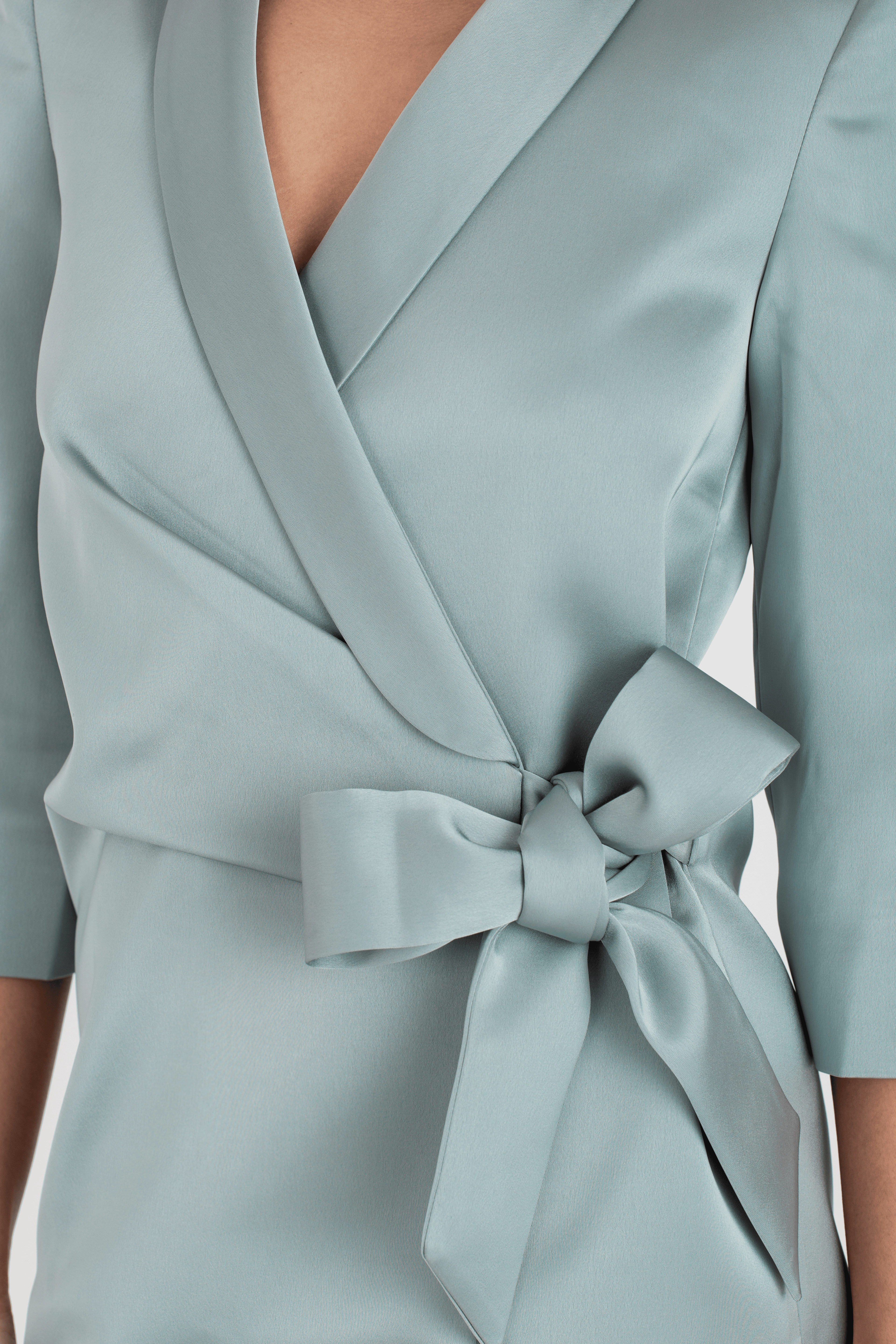 "The Sarah" Wrap Blazer Dress (Icy Sage) Polished Motion Runway-Ready