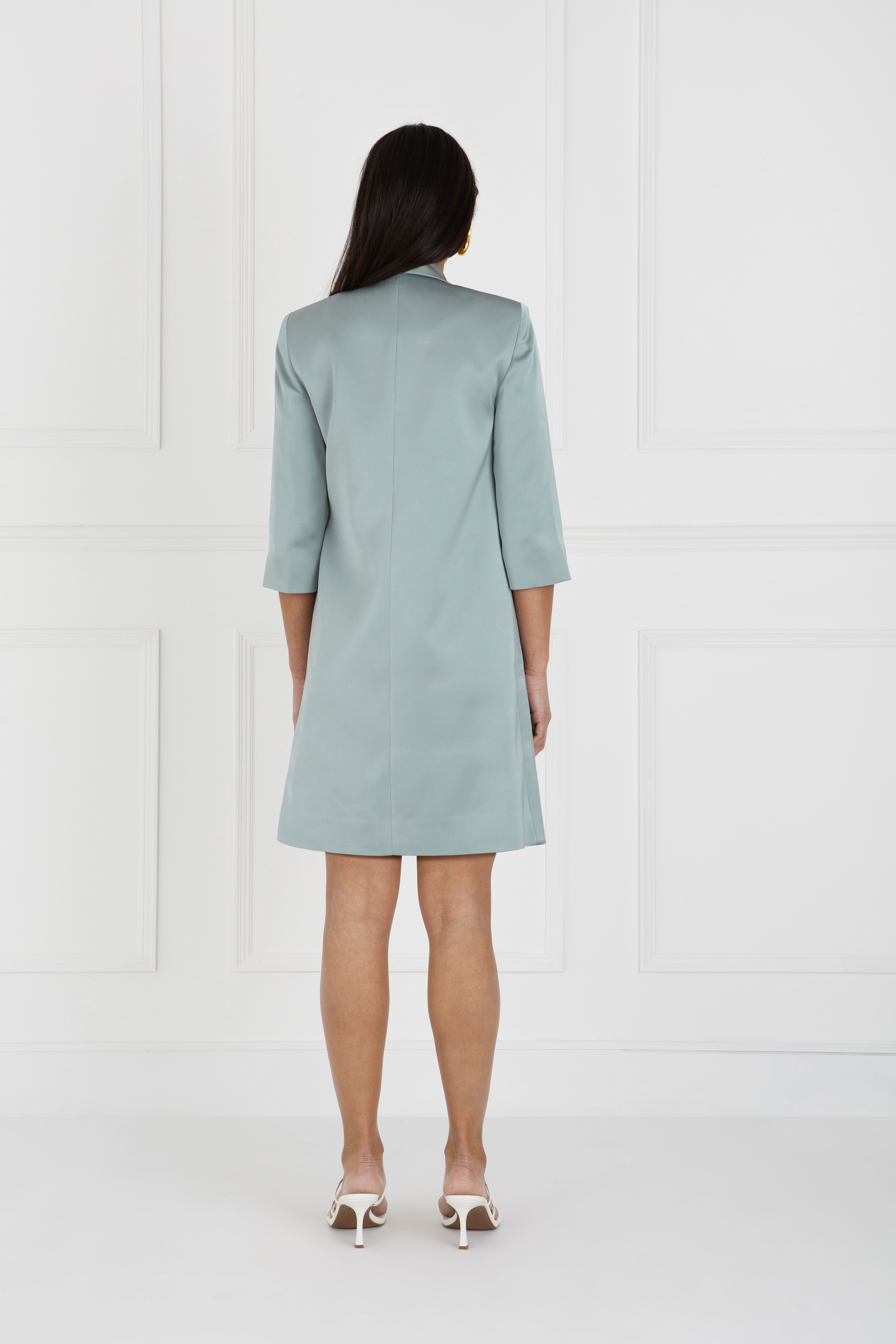 "The Sarah" Wrap Blazer Dress (Icy Sage) Trendy Wearable Grass Soft