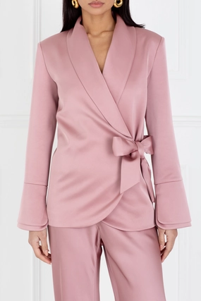 Simple yet chic gown All Gender Fit "The Sarah" Wrap Blazer (Dusty Pink)