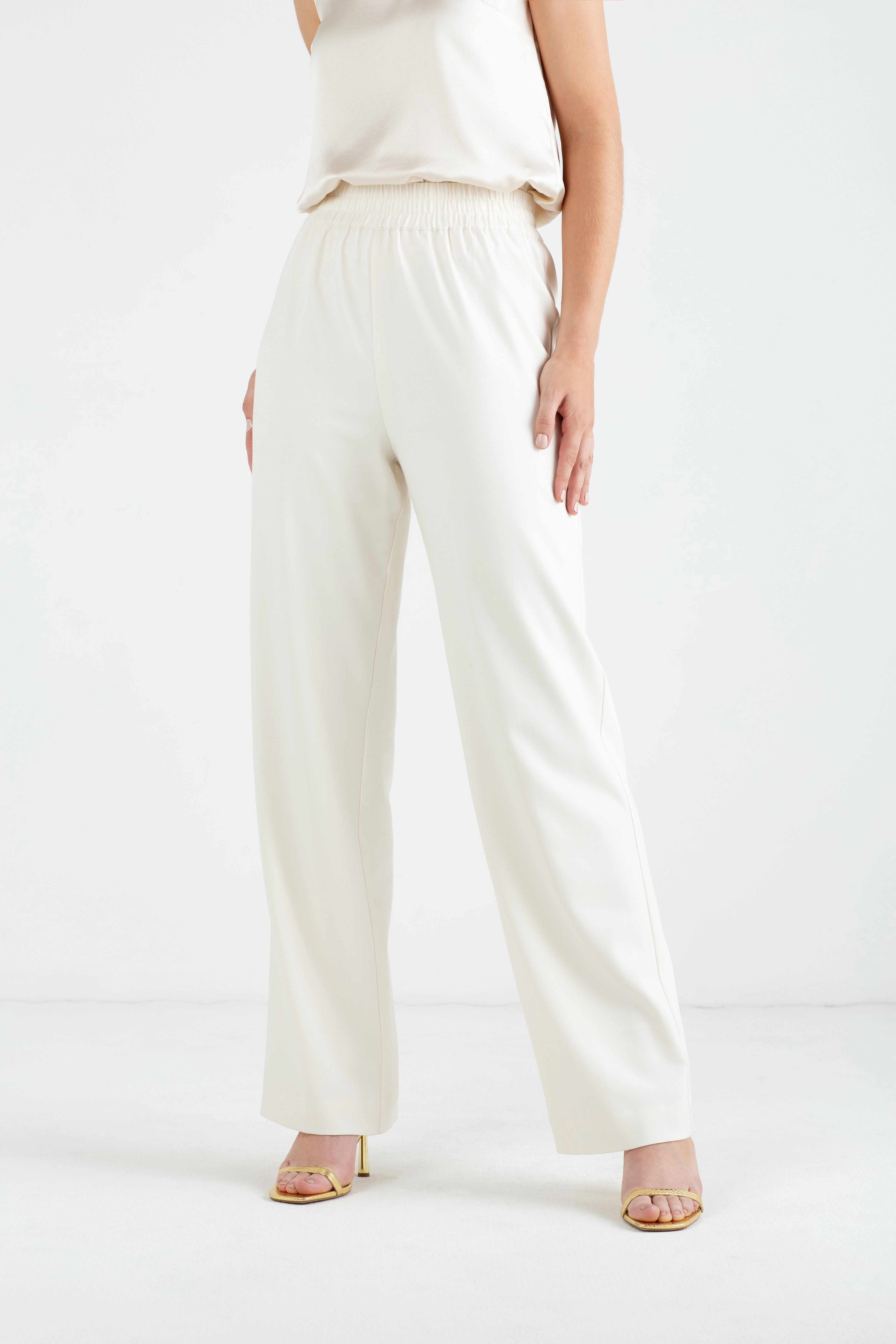 Occasion Wear Frayed-Edge "The Tori" - Trousers (Cream)