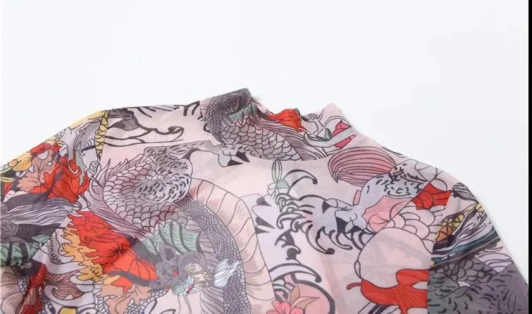 A Print Mesh Jumpsuit