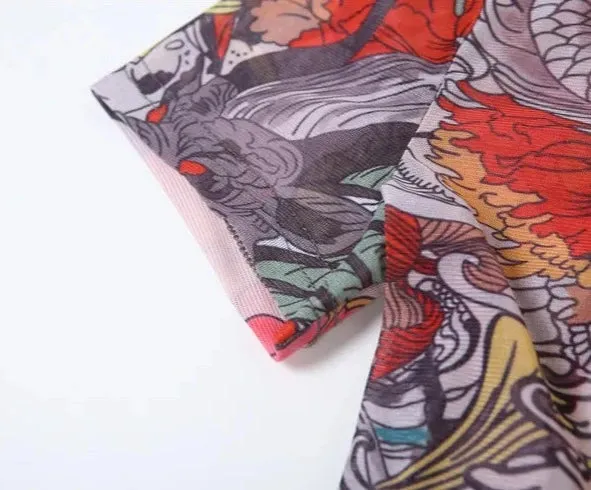 A Print Mesh Jumpsuit