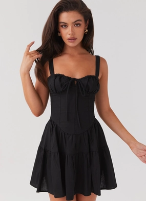 Lucie Linen Mini Dress - Black Low Maintenance
