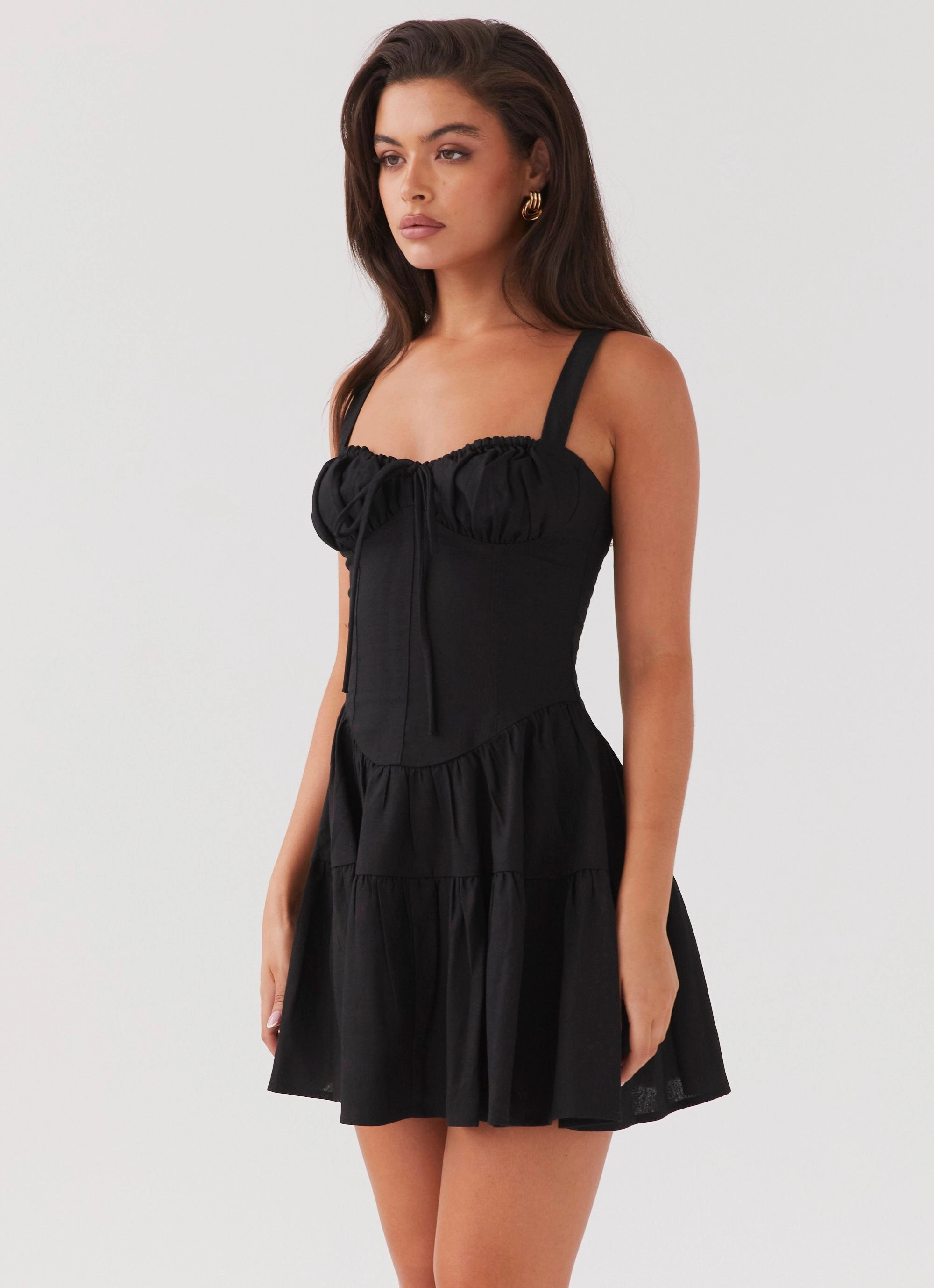 Fresh Tones Lucie Linen Mini Dress - Black
