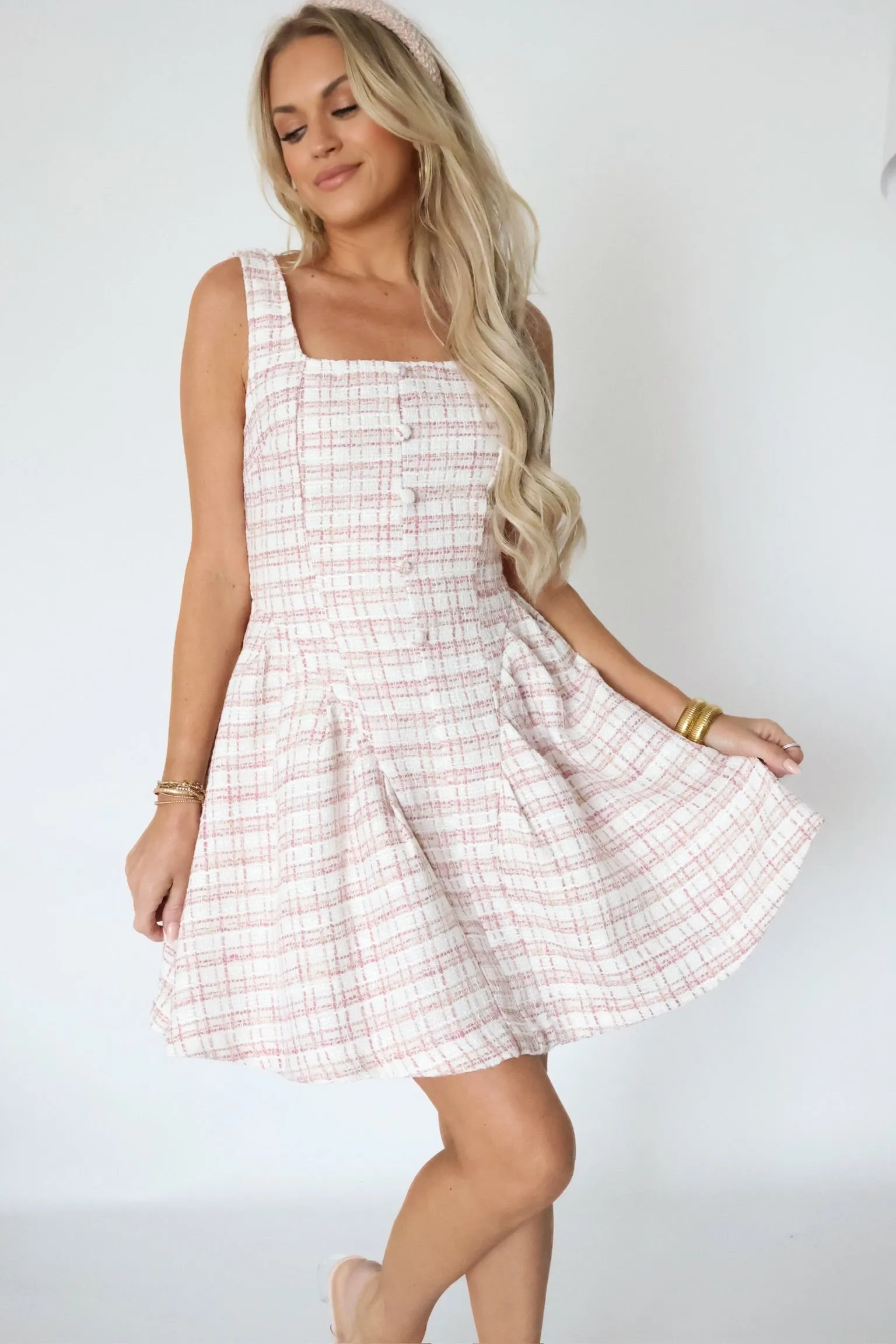 Abbie Tweed Dress (FINAL SALE) Silky texture Flexible Layers