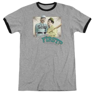 Abbott & Costello Whos On First Heather Ringer Mens T Shirt Black
