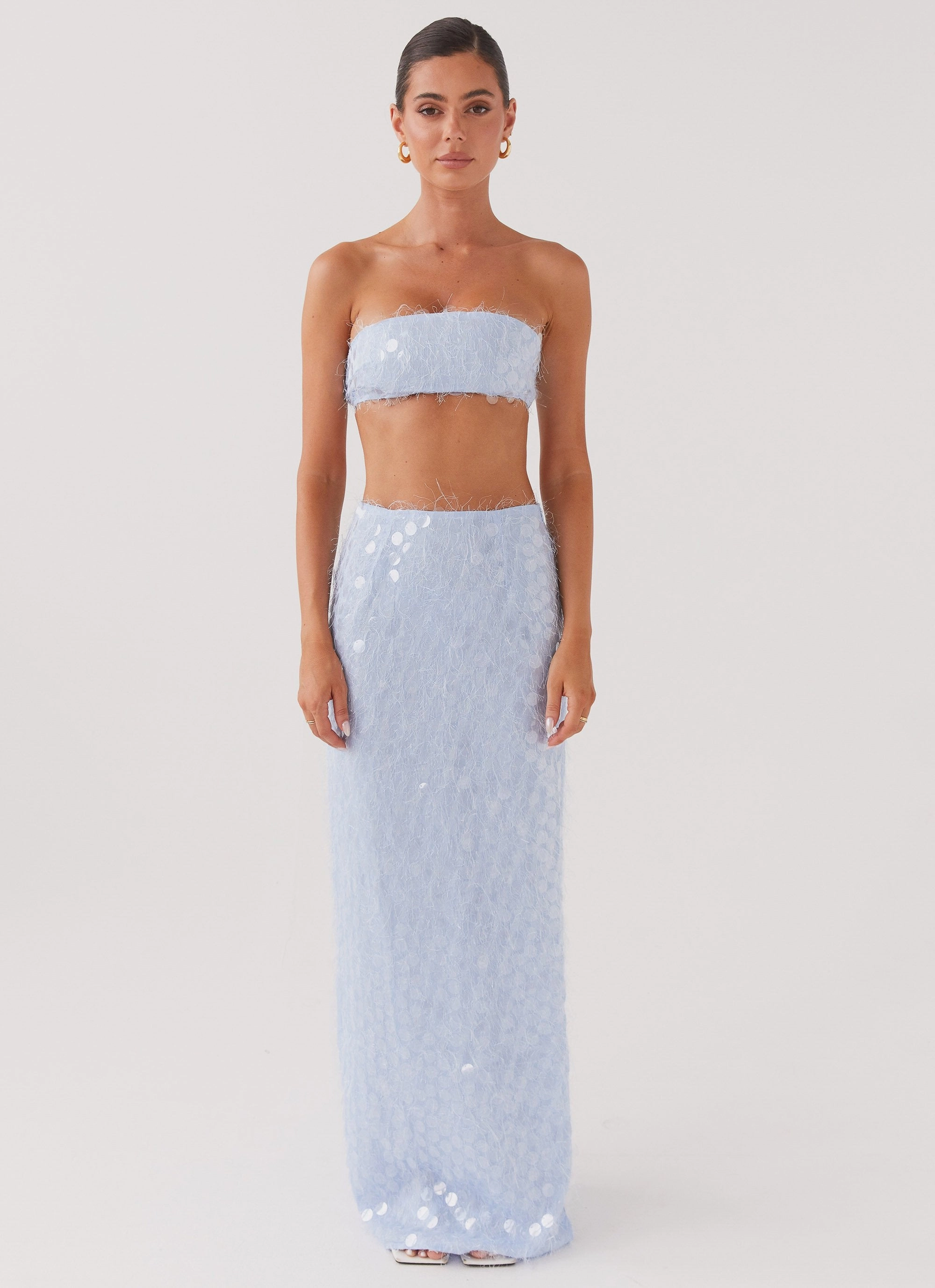 Kyleigh Textured Sequin Maxi Skirt - Lavender Mist Relaxed Layers