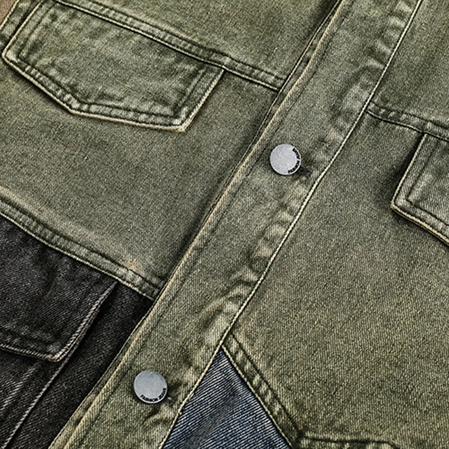 Abstract Plaid Patchwork Denim Jacket