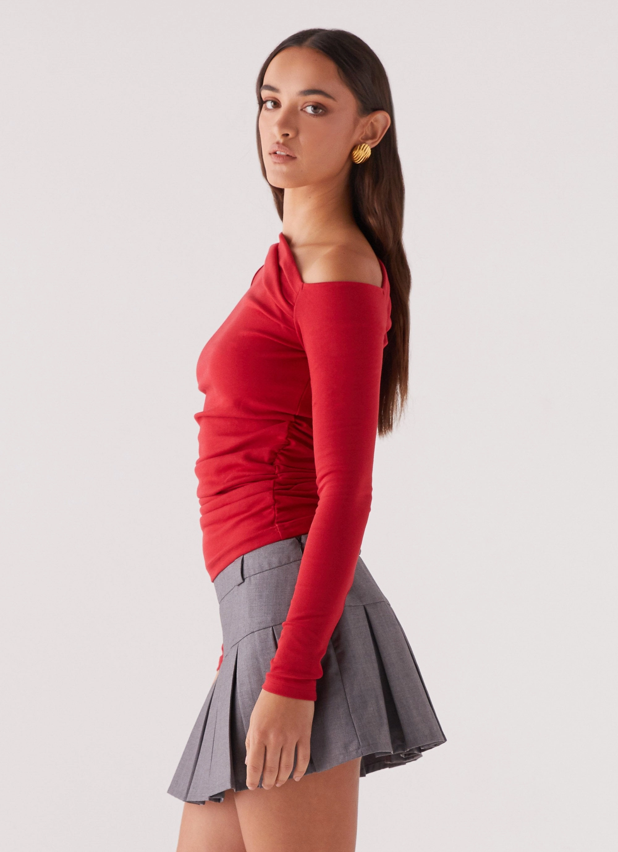 Contemporary Design Breezy Look Danica Pleated Mini Skirt - Charcoal